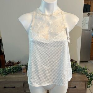 NWT Simone Perele white tank with lace detail